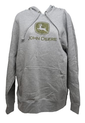 John Deere Ladies SMALL Gray Hoodie with Gold Glitter Logo - LP85223