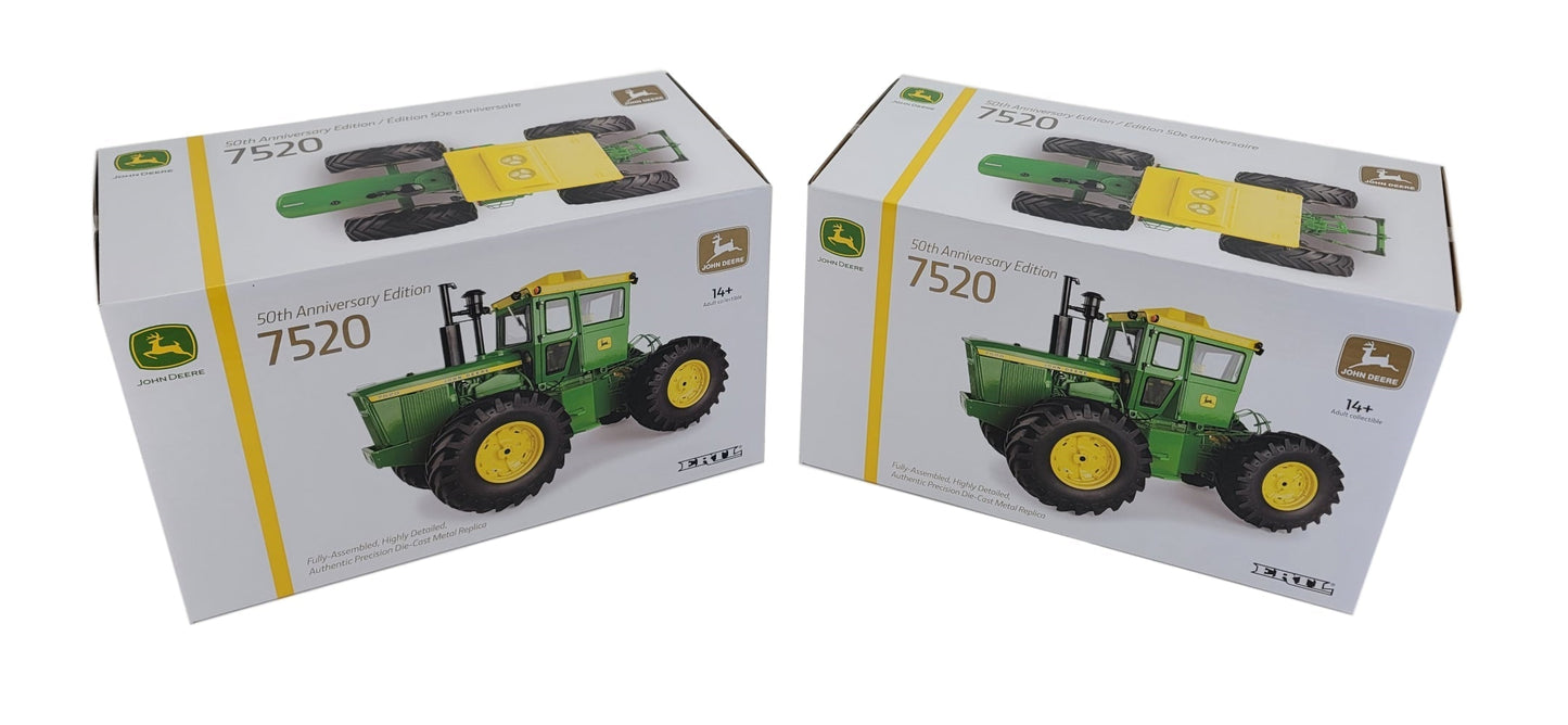 1/16 John Deere (SET OF 2) "50th Anniversary Edition" 7520 Precision Tractor Toy - LP82780,2