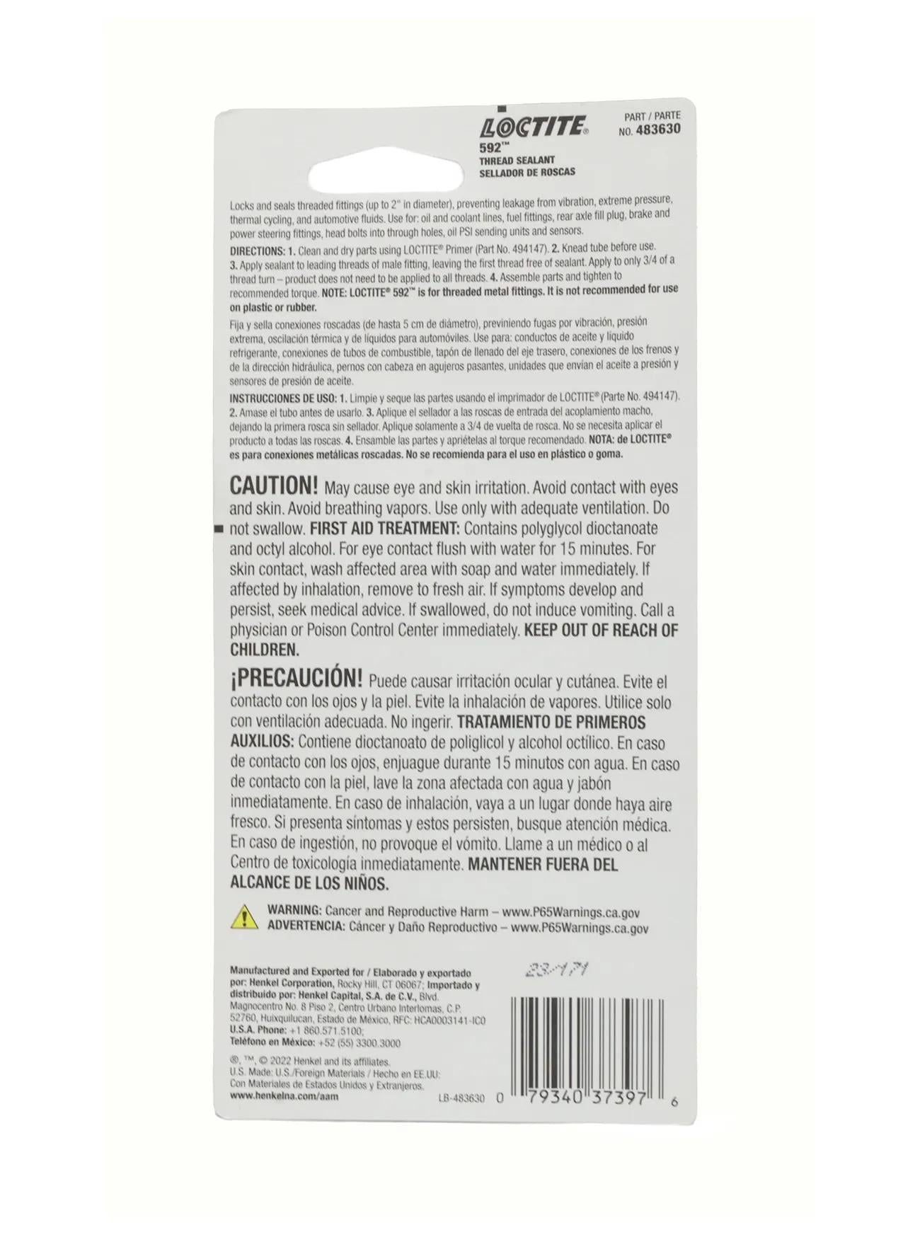 John Deere Original Equipment Loctite® 592™ Thread Sealant Tube - PM37397