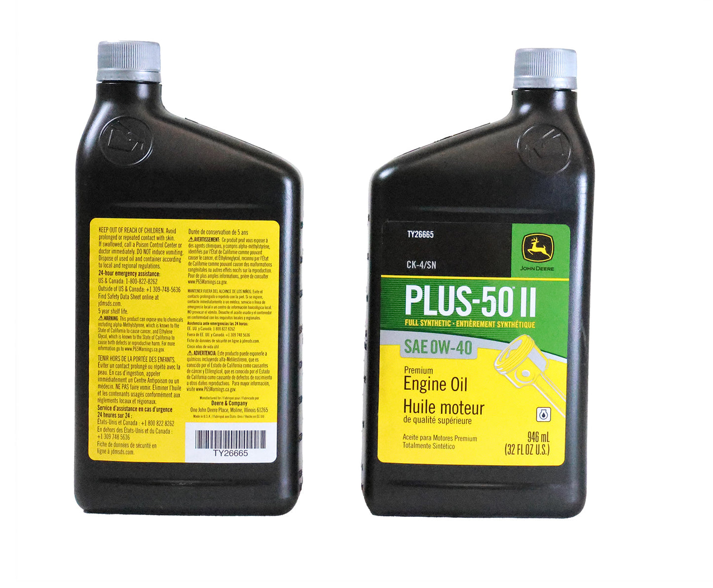 John Deere (2 PACK) Plus-50 II Full Synthetic SAE 0W-40 Engine Oil - TY26665