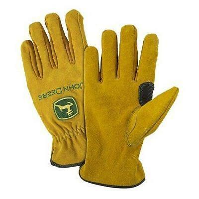 Mens John Deere Split Cowhide Leather Drivers Gloves (Large)