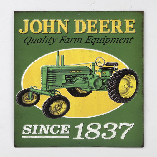 John Deere Quality Farm Equipment EMB Tin Sign - LP71428