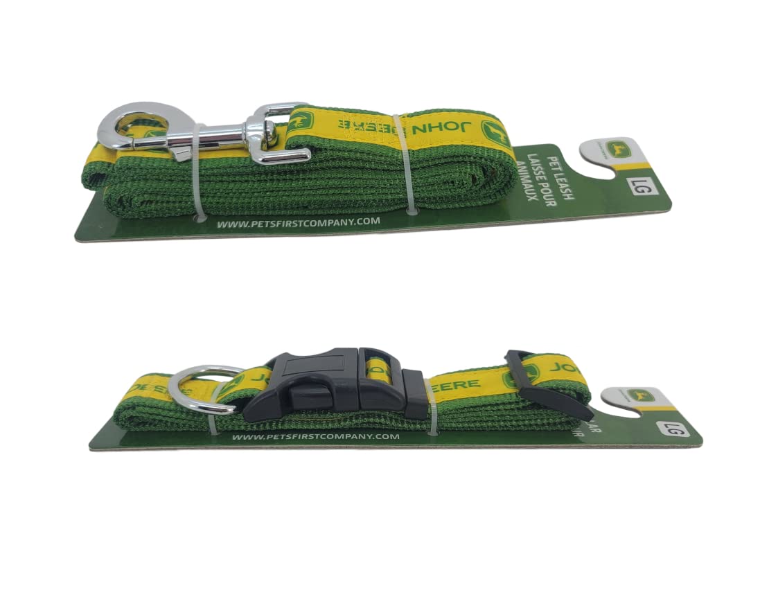 John Deere Size LARGE Satin Pet Collar & Leash Set - LP83250A