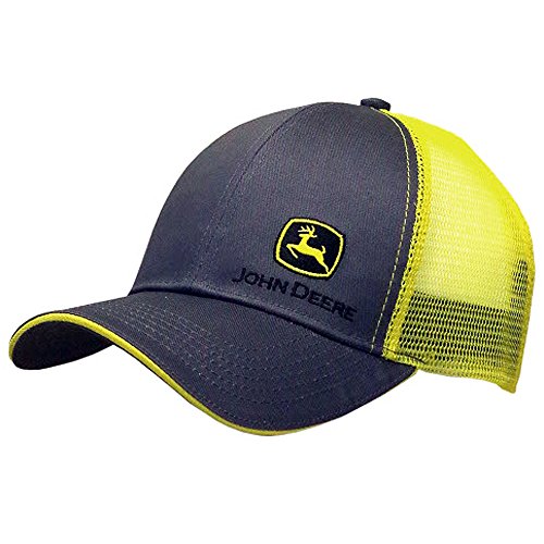 John Deere Men's Black Embroidered Logo Yellow Mesh Back Hat/Cap - LP67234