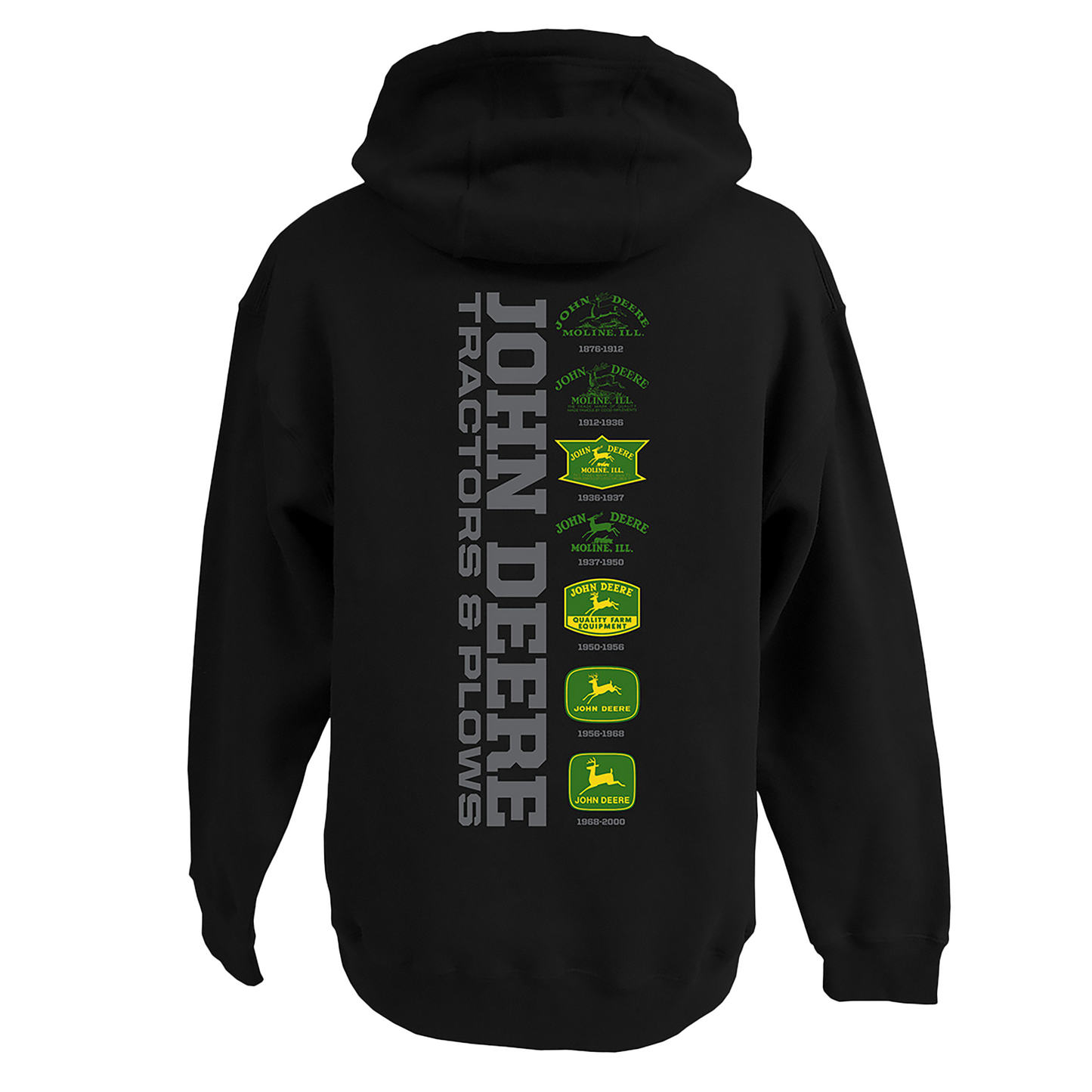 John Deere Mens Black Tractor & Plows Hoodie Medium - LP79303