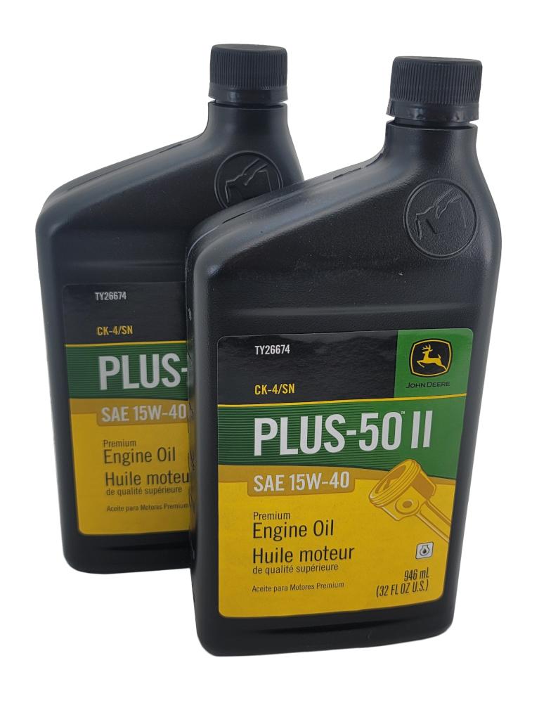 John Deere Original Equipment 2 QUARTS. Plus-50 II SAE 15W-40 Oil #TY26674 (2)