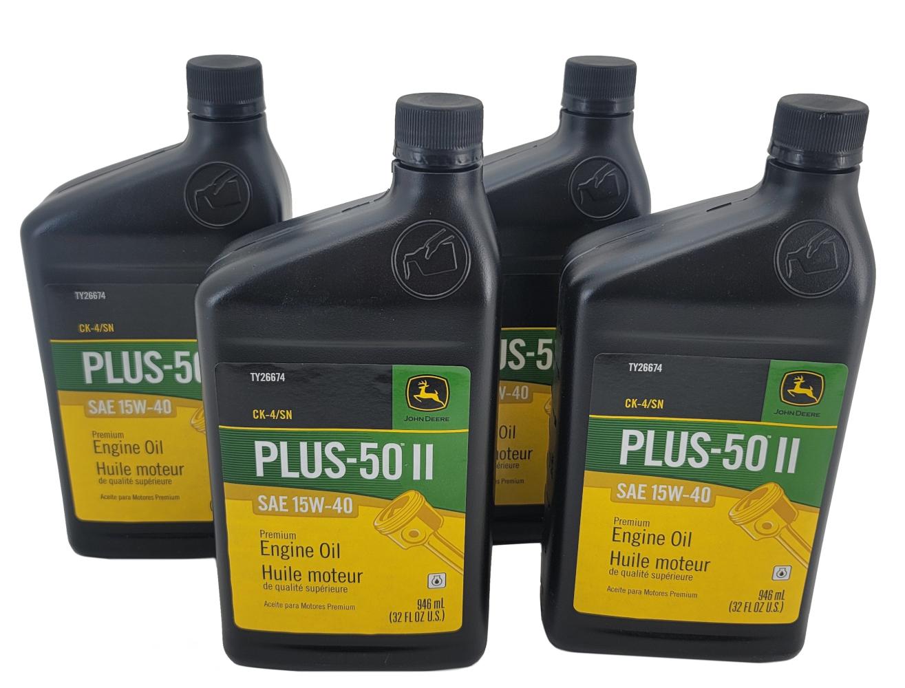 John Deere Original Equipment 4 QUARTS Plus-50 II SAE 15W-40 Oil #TY26674 (4)