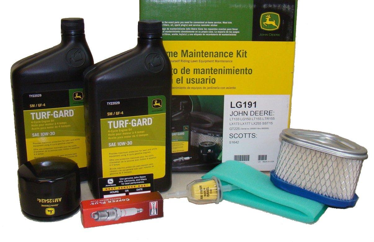 John Deere Maintenance Kit for LT133, LT150, LT155, LX173, LX255 SST15 GT225 Lawn Mower Filters, Oil LG191