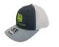 Close-up of the John Deere Richardson Trucker Black White Gray Hat Cap