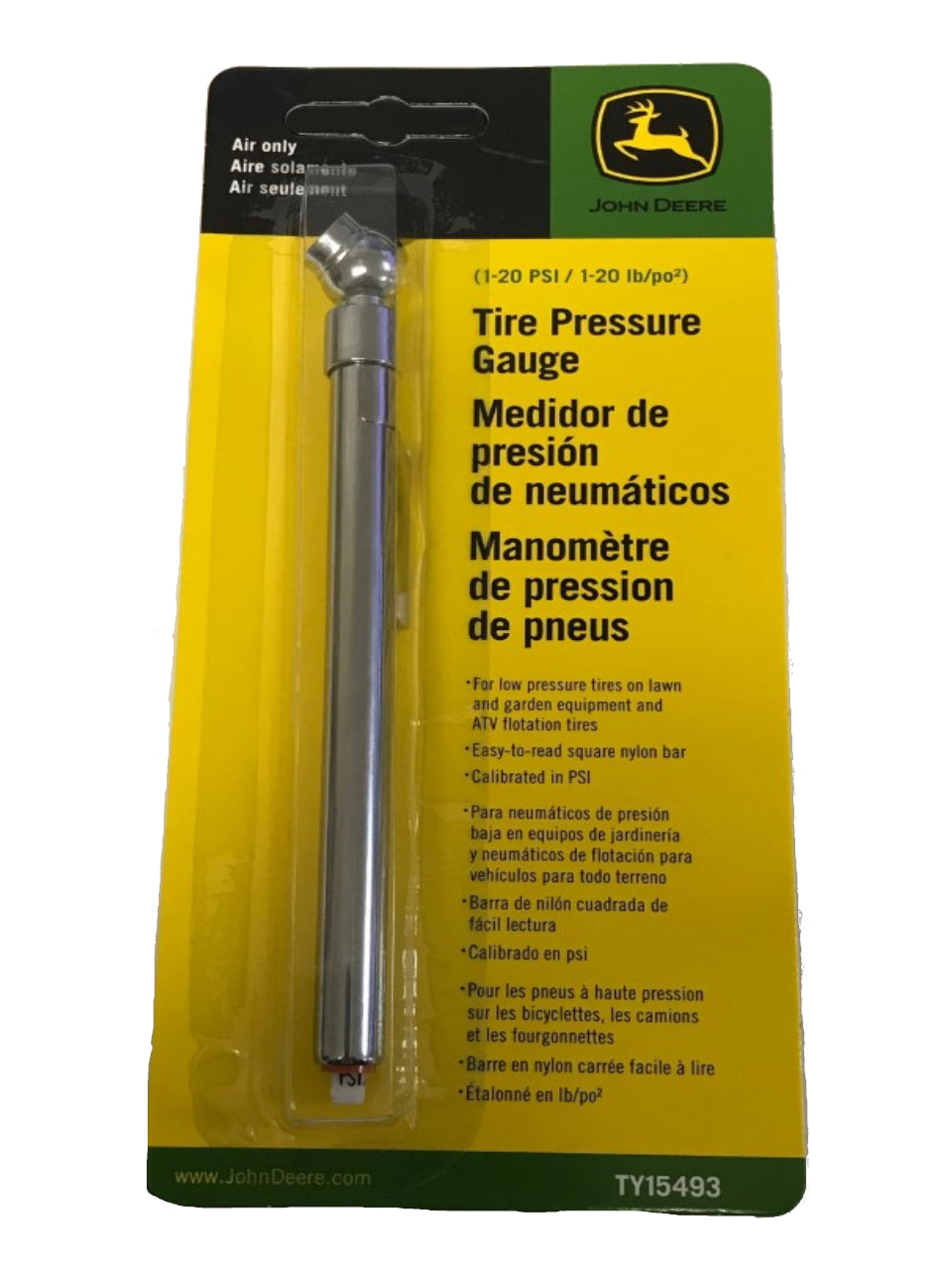 John Deere 1 to 20-lb. Air Pressure Tire Gauge TY15493