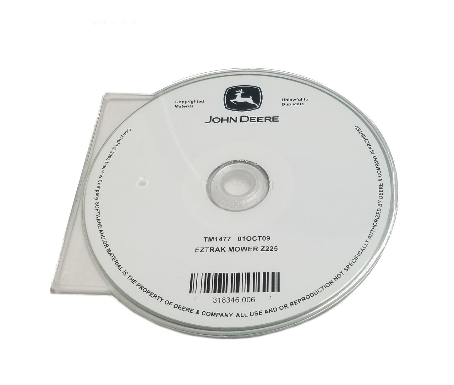 John Deere Z225 EZ-Trak Technical CD Manual - TM1477CD