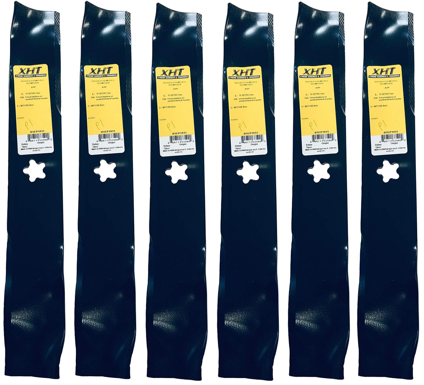 A&I XHT 15-1/2", 5PT Mulching Mower Blade (Set of 6) - B1EP1031,6