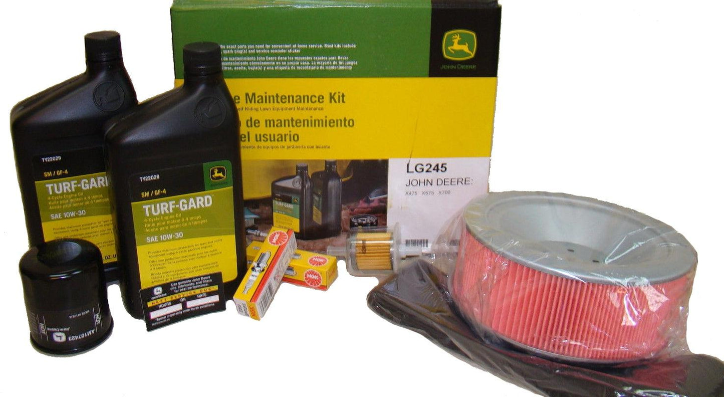 John Deere Maintenance Kit for X475, X575, X700 with Kawasaki Engine, Filter, Air Element, Spark Plugs, Oil LG245