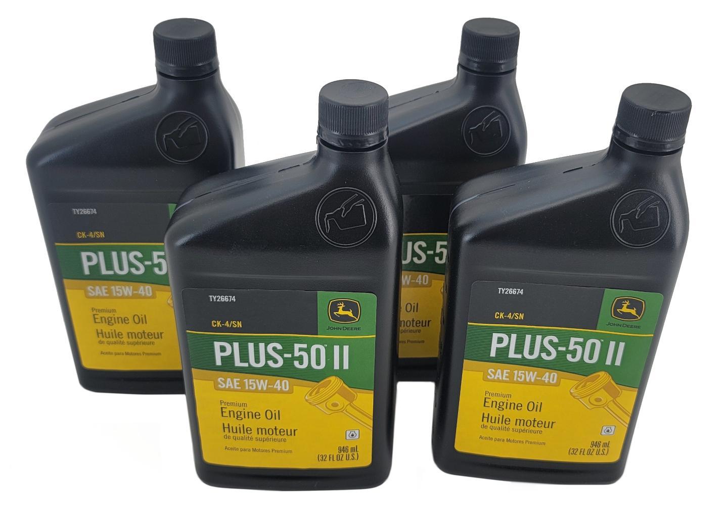 John Deere Original Equipment 4 QUARTS Plus-50 II SAE 15W-40 Oil #TY26674 (4)