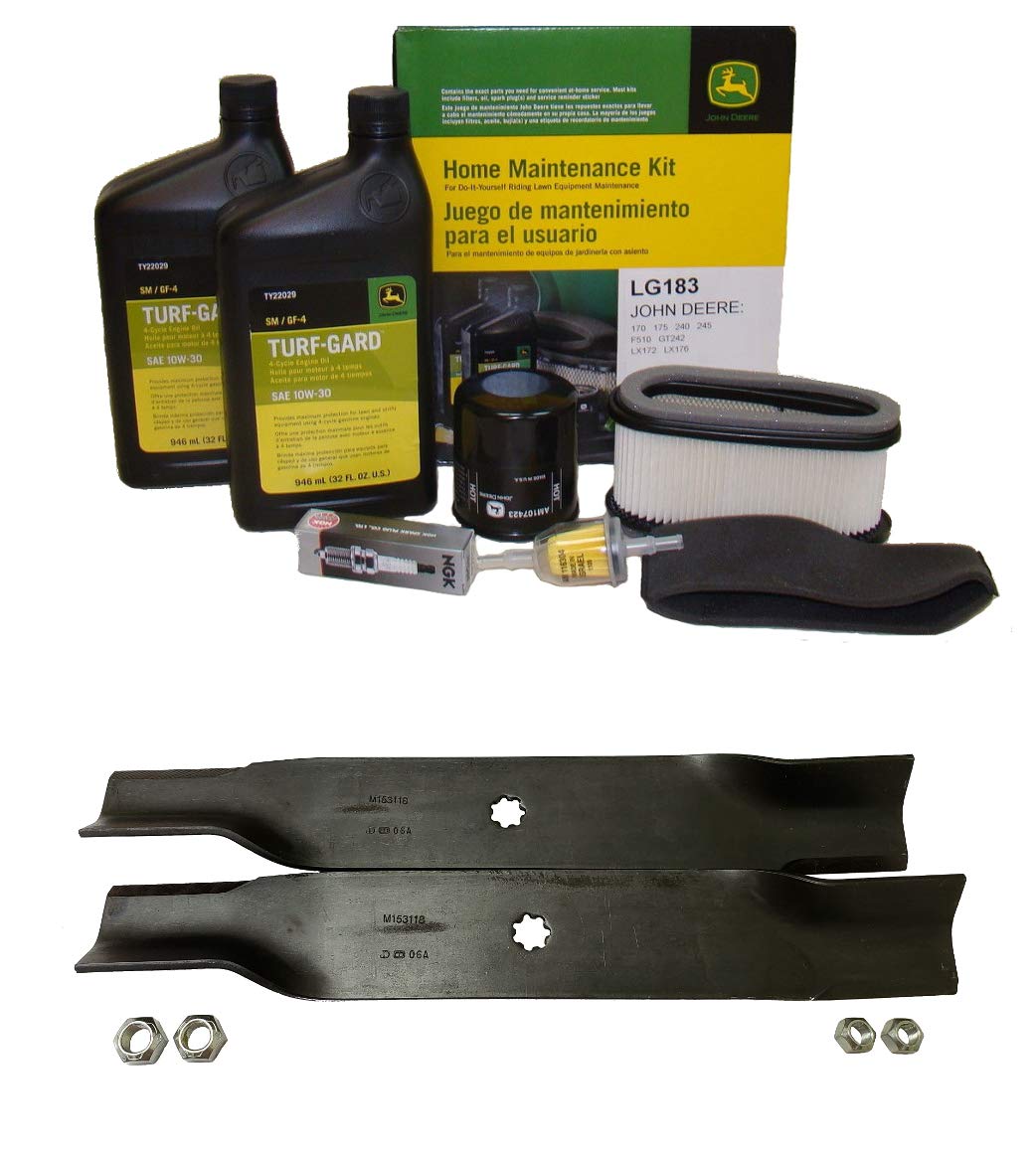 John Deere Original Equipment Model LX176 Maintenance Kit + Standard Blades, 38" Mower Deck