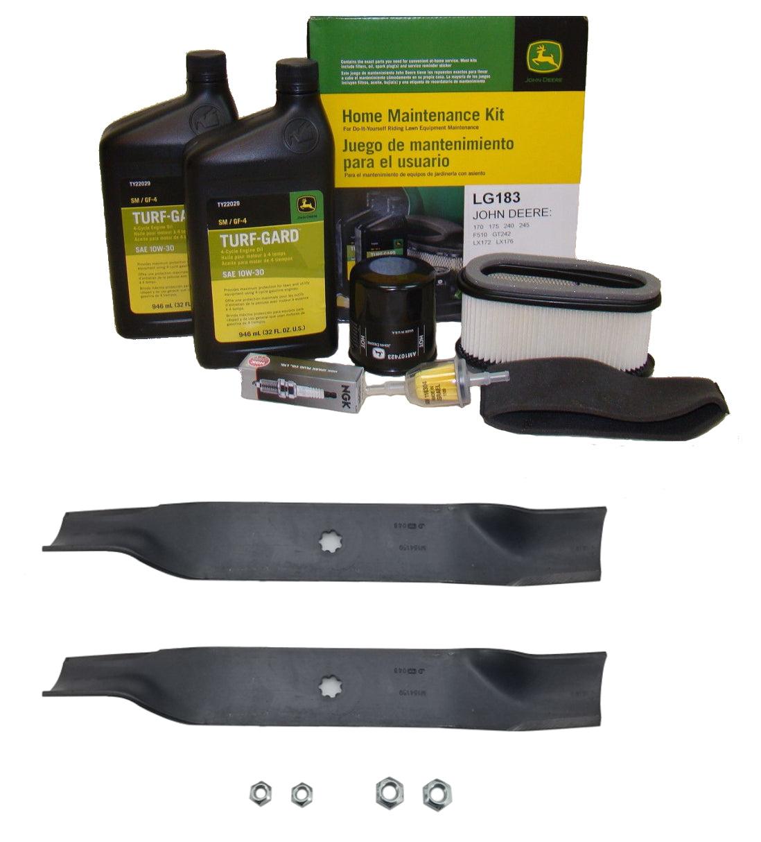 John Deere Original Equipment Model LX172 Maintenance Kit + Highlift Blades, 38" Mower Deck