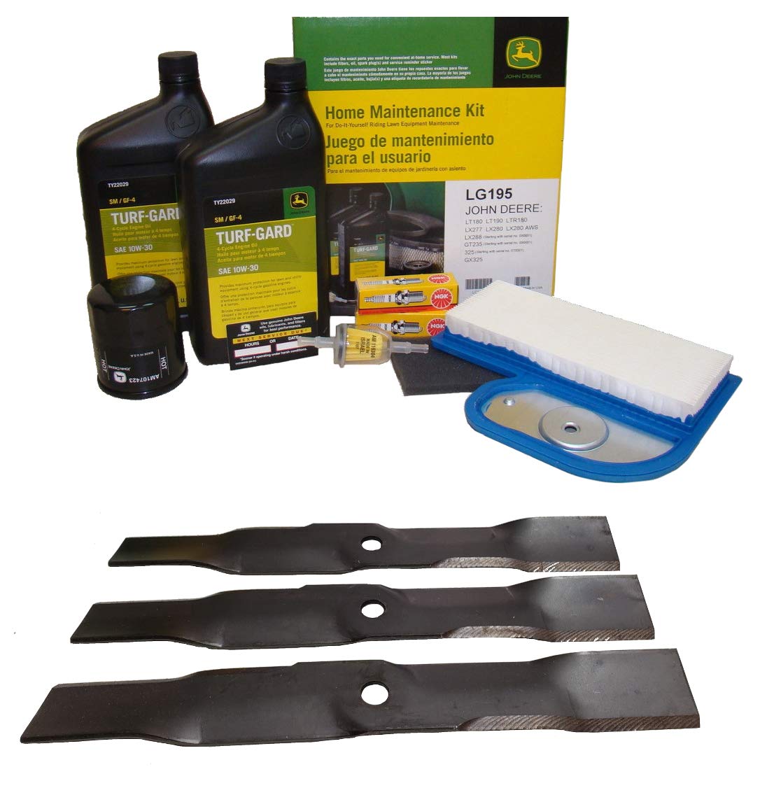 "John Deere Original Equipment Model LX288 (S.N. 090,001-) Maintenance Kit + Mulching Blades, 54"" Mower Deck"