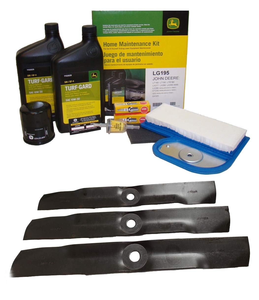 "John Deere Original Equipment Model LX288 (S.N. 090,001-) Maintenance Kit + Standard Blades, 54"" Mower Deck"