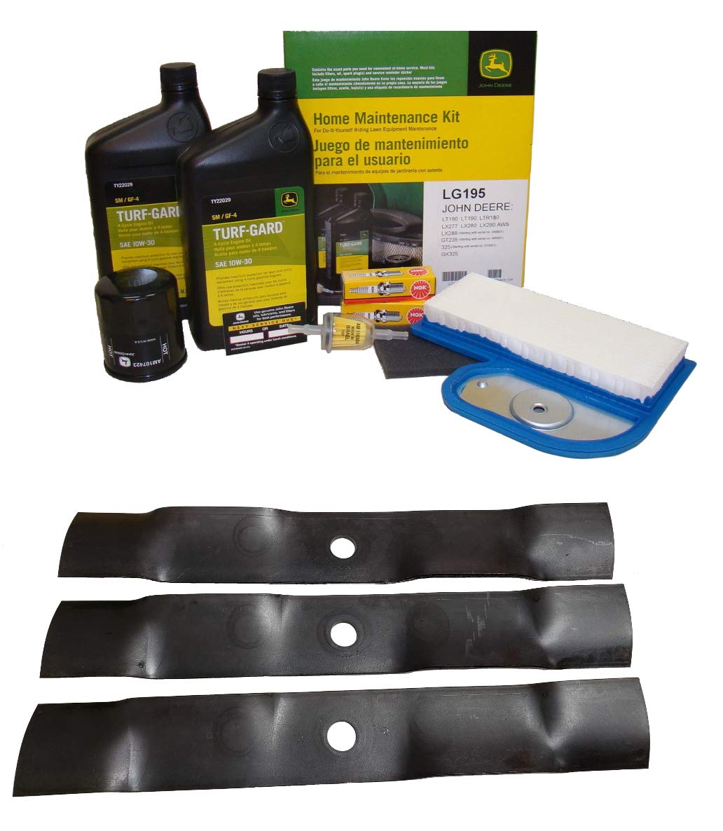 John Deere Original Equipment Model LT180 Maintenance Kit + Mulching Blades, ...
