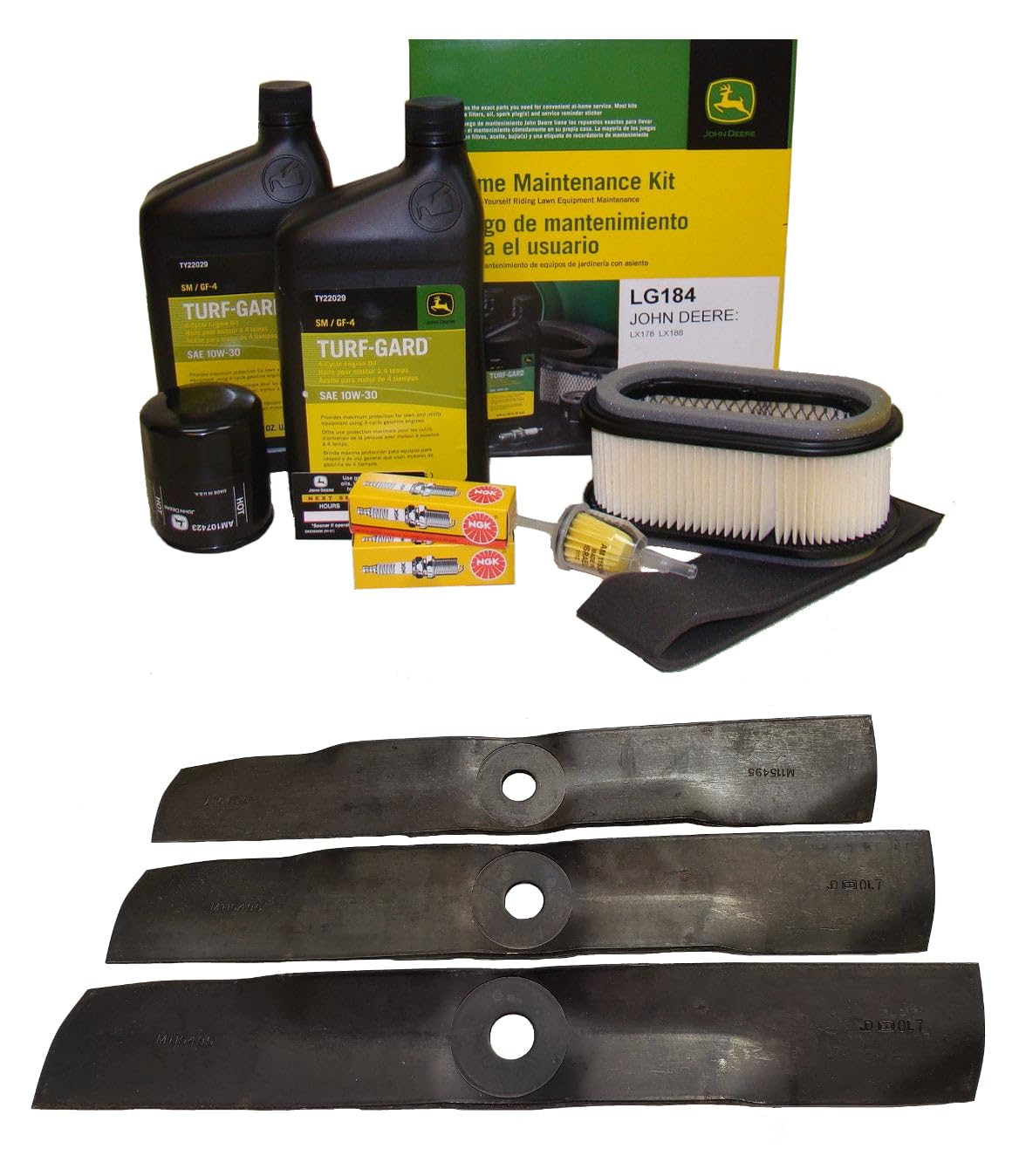 John Deere Original Equipment Model LX188 Maintenance Kit + Standard Blades, 48" Mower Deck