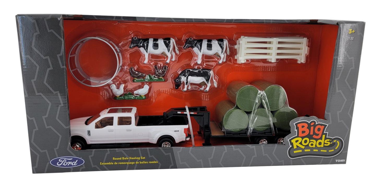 1/32 Big Roads Ford Truck w/ Round Bales Hauling Set Toy - LP82786