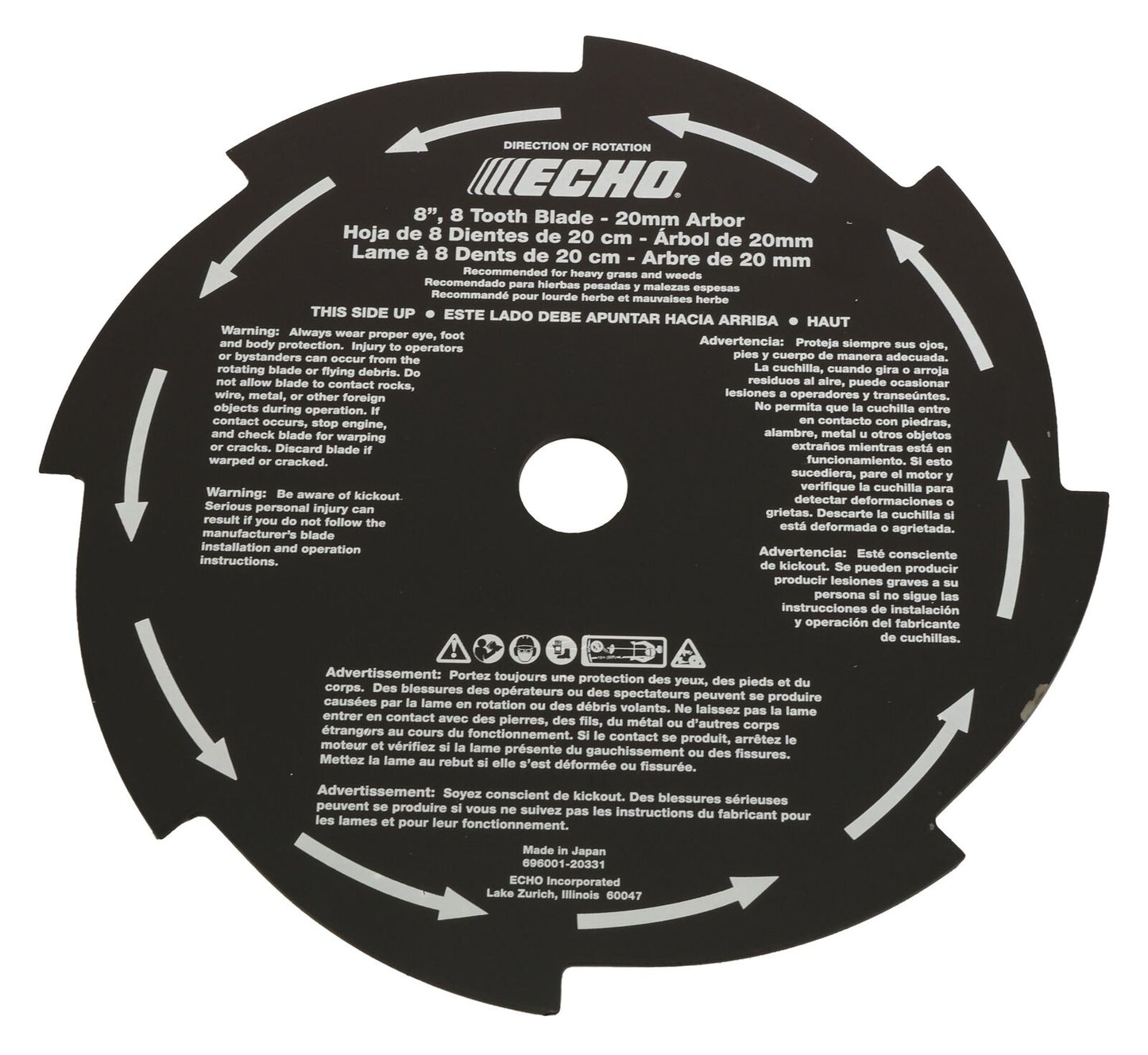 Echo Original Equipment BLADE 8" - 8 TOOTH (20 MM ARBOR)  - 69600120331