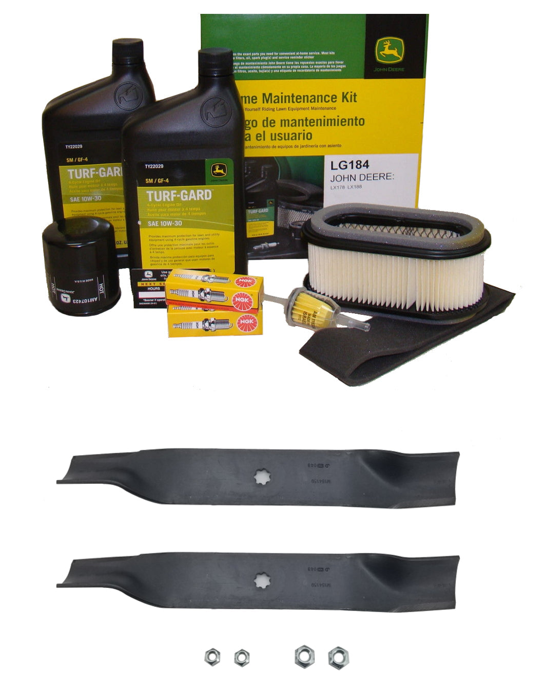 John Deere Original Equipment Model LX188 Maintenance Kit + Highlift Blades, 38" Mower Deck