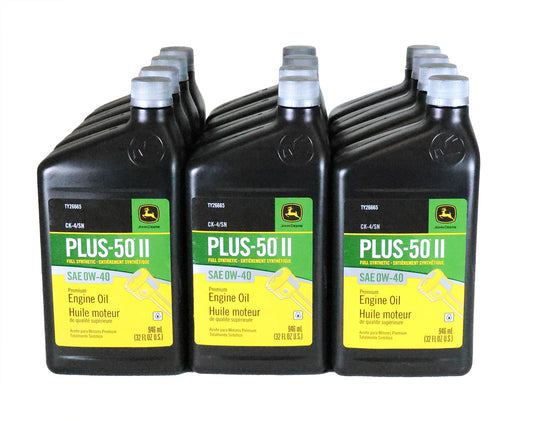 John Deere (12 PACK) Plus-50 II Full Synthetic SAE 0W-40 Engine Oil - TY26665