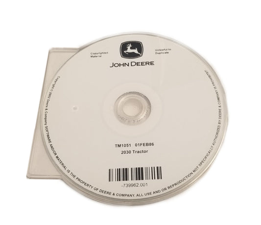 John Deere 2030 Tractor Technical Manual CD - TM1051CD