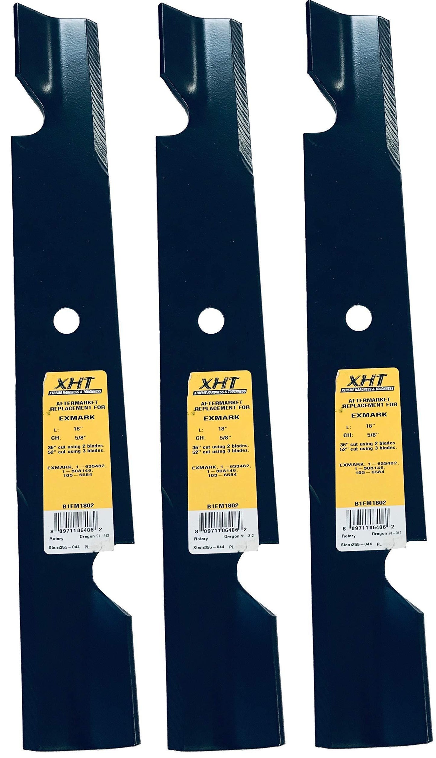 A&I XHT 18", 5/8", Notch Mower Blade (Set of 3) - B1EM1802,3