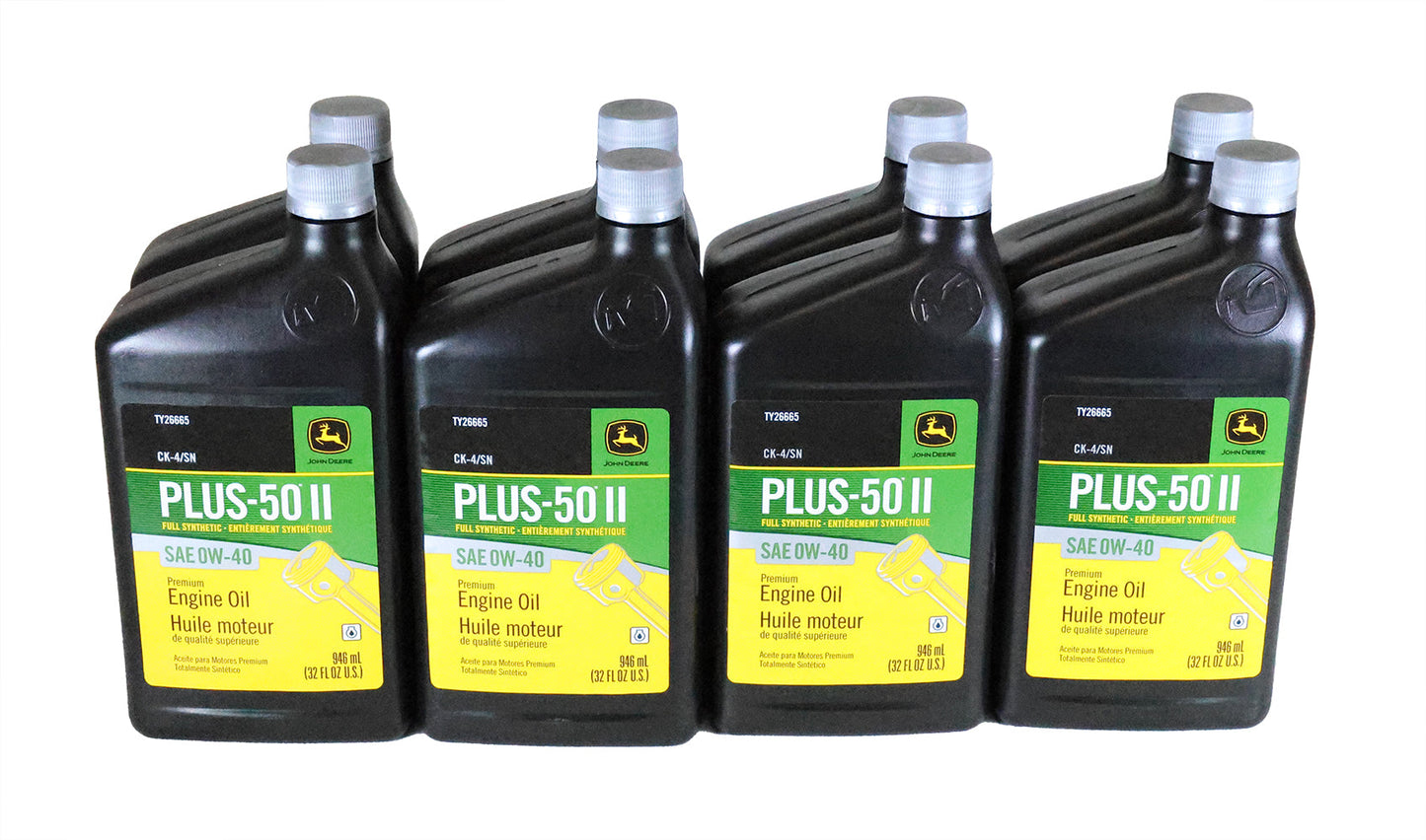 John Deere (8 PACK) Plus-50 II Full Synthetic SAE 0W-40 Engine Oil - TY26665