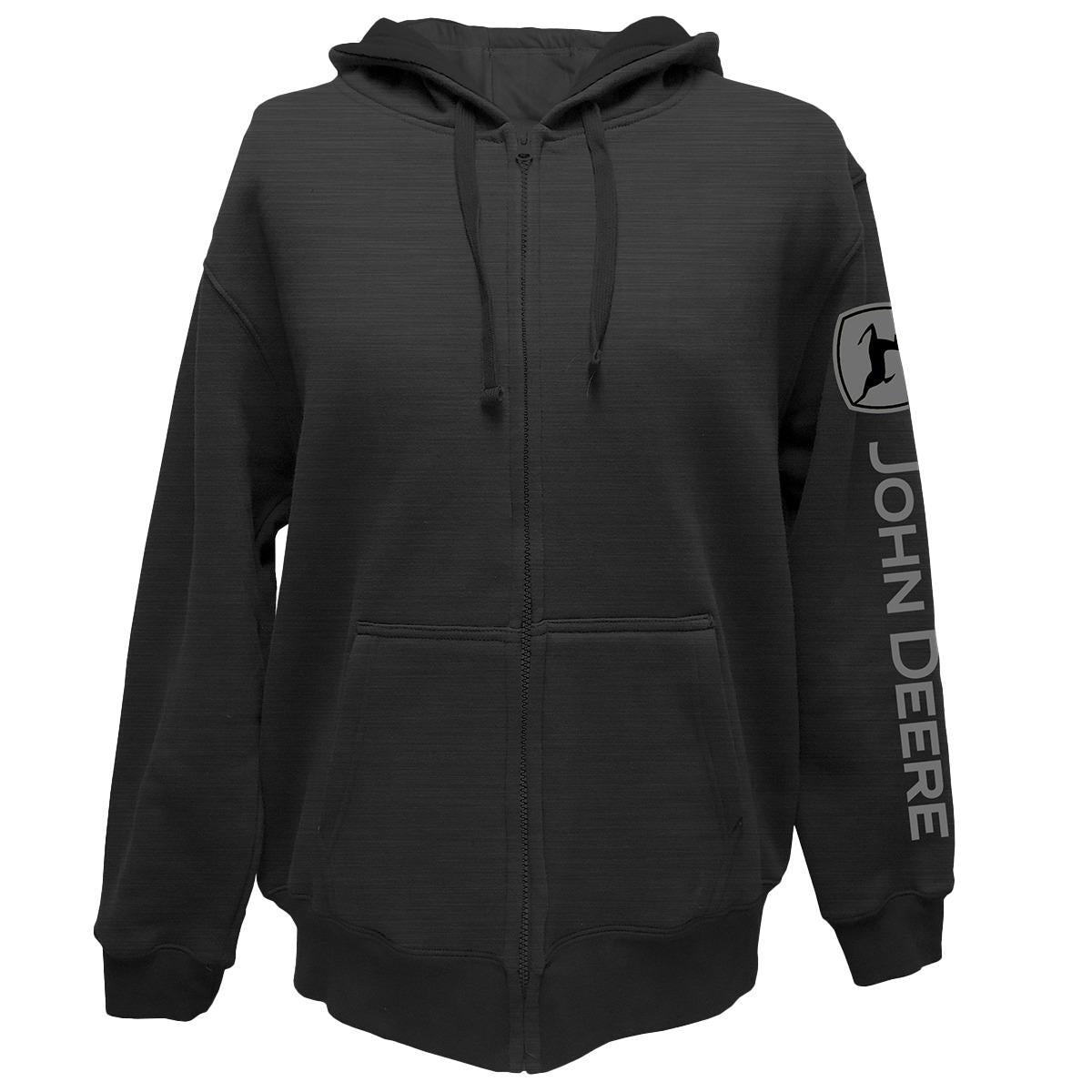 John Deere Trademark Mens Black Full Zip Hoodie M - LP79319