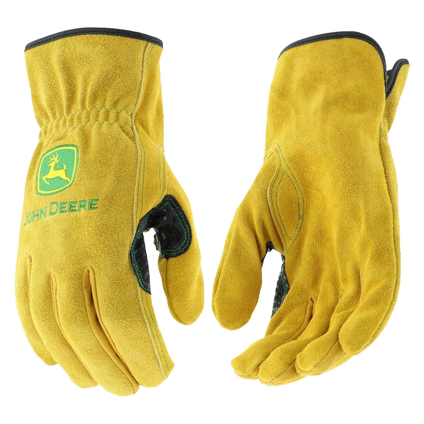 John Deere Men's Tan Split Cowhide Leather Gloves (Medium)(1 pair) - LP42389