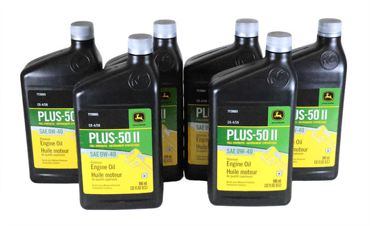 John Deere (6 PACK) Plus-50 II Full Synthetic SAE 0W-40 Engine Oil - TY26665