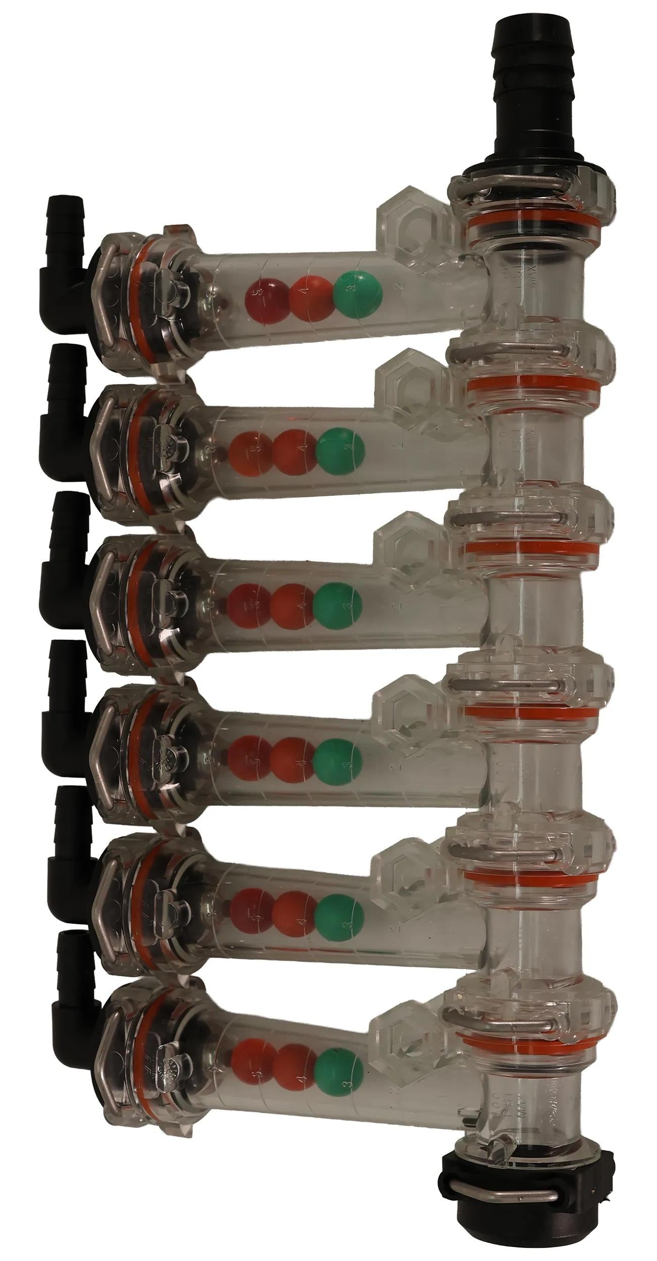 SMA Products Wilger® Modular Flow Monitor Kit - 6 Column 3/8" Hose Barb Elbow, 3/4" Hose Barb Inlet - 976-204606