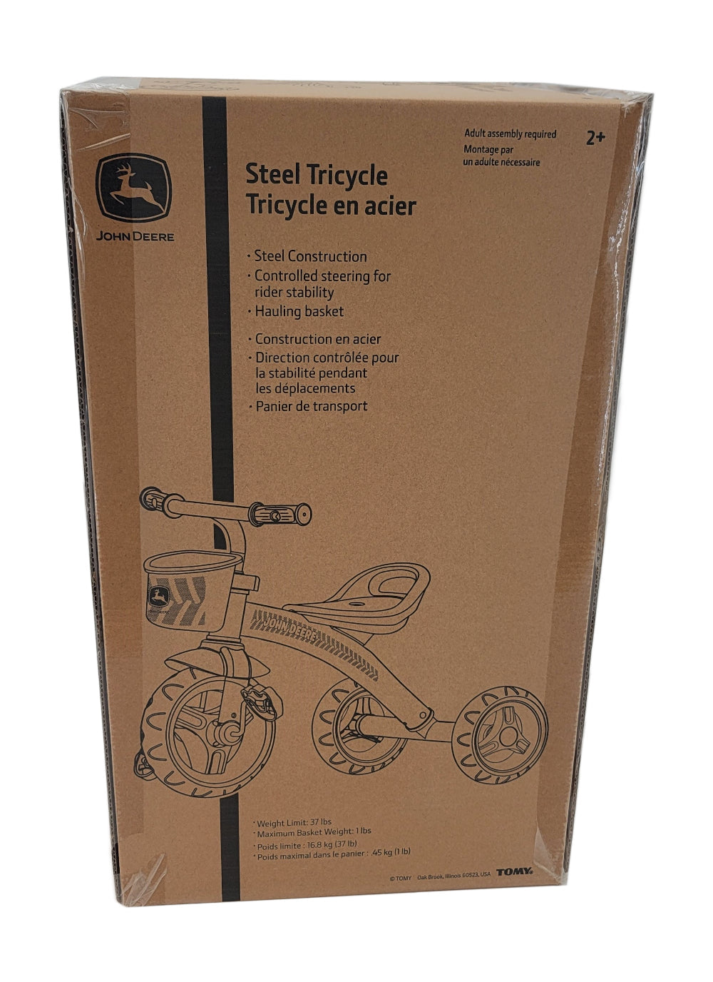 John Deere Ride On Steel Tricycle with Basket - LP76753