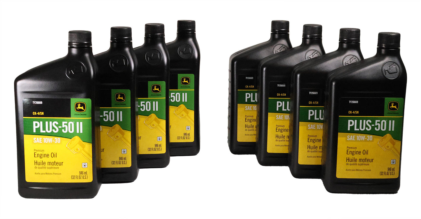 John Deere Original Equipment (8 PACK) Plus-50 II SAE 10W-30 Quart Engine Oil - TY26669