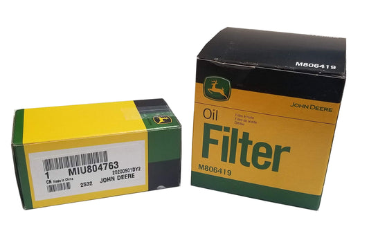 John Deere Original Equipment Fuel and Oil Filter M806419/MIU804763 Kit - M806419E