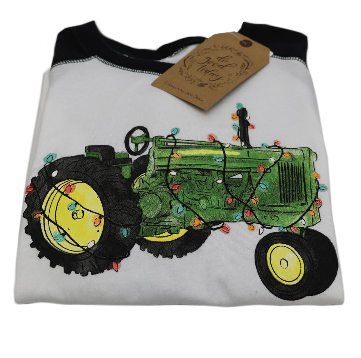 John Deere Youth LARGE Watercolor Christmas Tractor Baseball Tee - LP80917