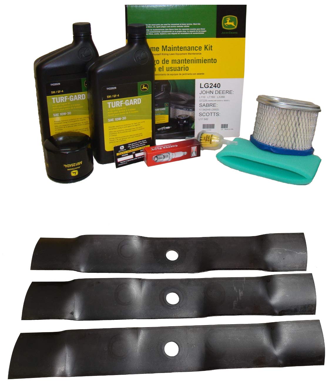 John Deere Original Equipment Model LX266 Maintenance Kit + Mulching Blades, 48C" Mower Deck