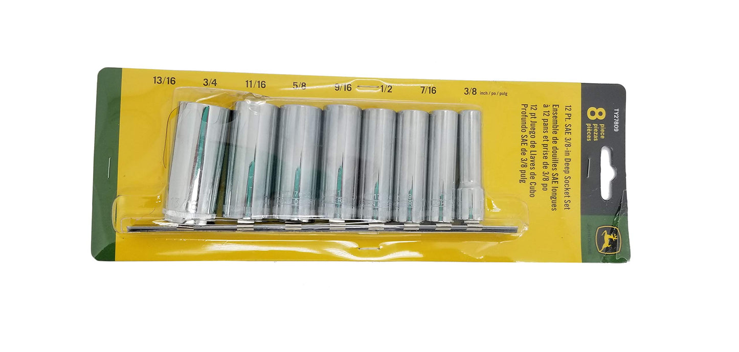 John Deere 8 Piece 12 PT SAE 3/8" Deep Socket Set - TY27809