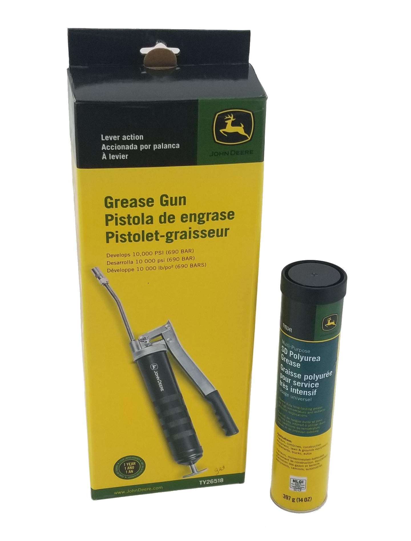 John Deere Lever Action Grease Gun with Multi-Purpose SD Polyurea Grease - TY26518A