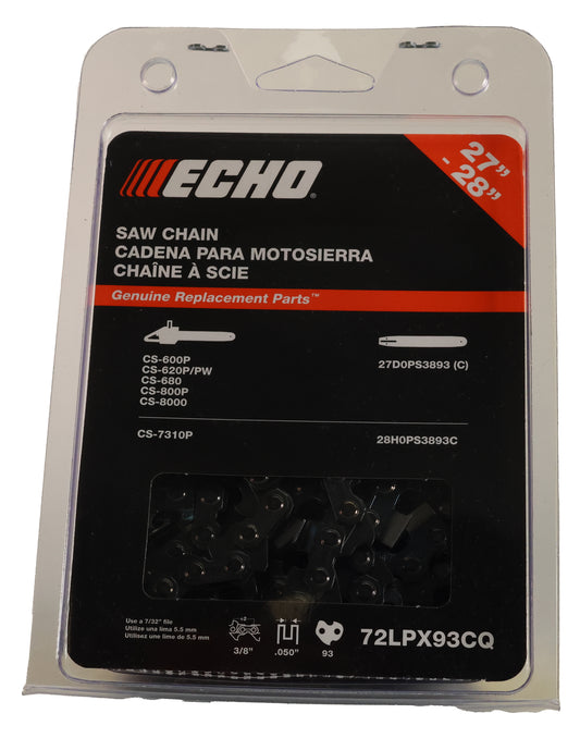 Echo Original Equipment  3/8" Pitch   0.050 Gauge Saw Chain - 28" - 72LPX93CQ