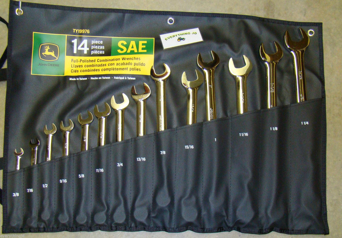 John Deere SAE Full-Polished Combination Wrench Set (14 piece set) - TY19976