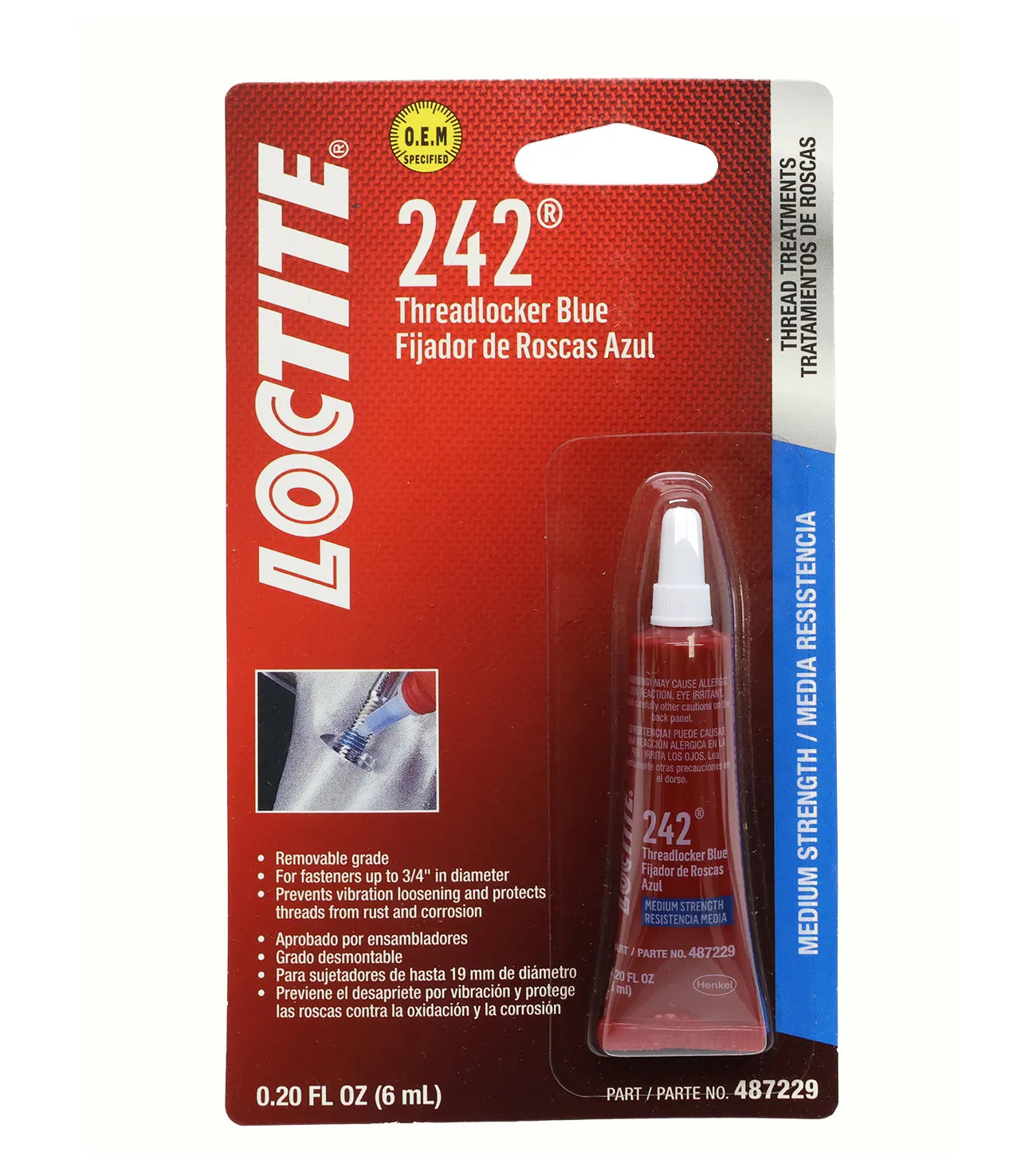 John Deere Original Equipment Loctite® Threadlocker 242®, Tube 6 Ml (0.20 Oz) - PM37418