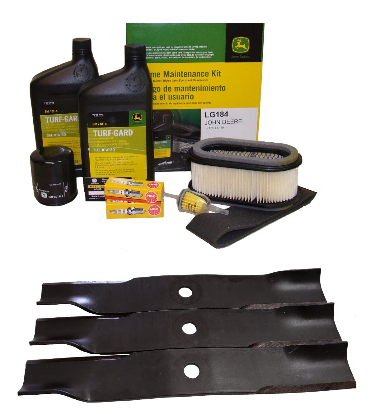 John Deere Original Equipment Model LX188 Maintenance Kit + Highlift Blades, 48" Mower Deck