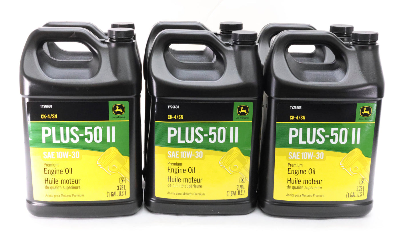 John Deere Original Equipment (6 GALLONS) Plus-50 II SAE 10W-30 Engine Oil - TY26668