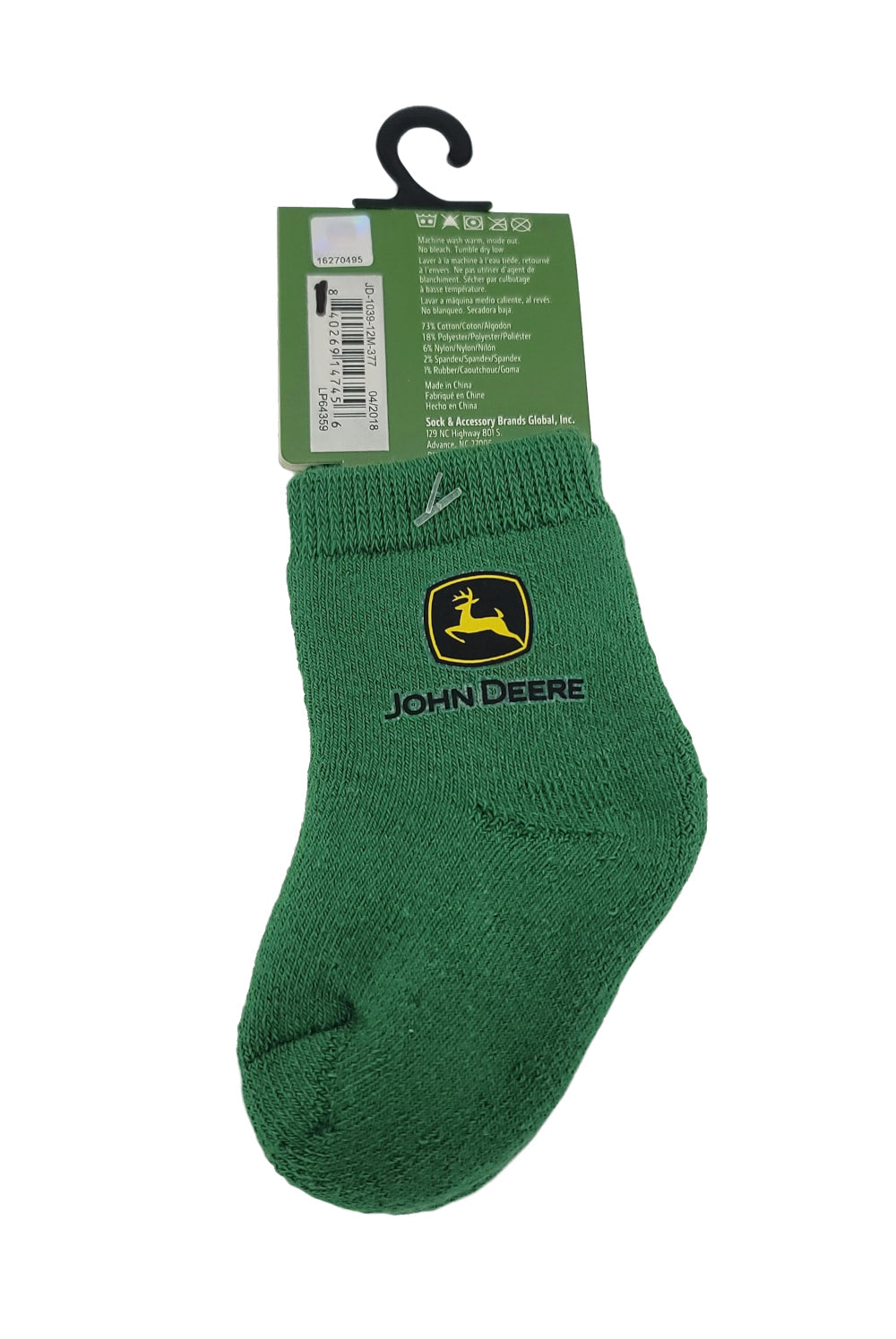 John Deere Logo Infant (6-12M) Crew Sock Green - LP64359