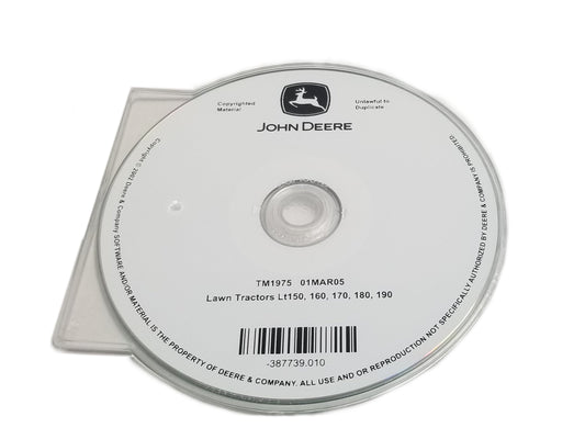 John Deere LT150/LT160/LT170/LT180/LT190 Lawn Tractors Technical CD Manual - TM1975CD