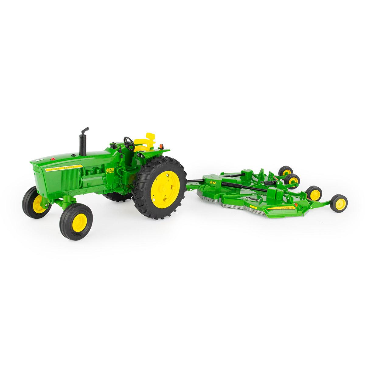 1/16 John Deere Tomy Big Farm 4020 Tractor & E12 Rotary Cutter Toy - LP75985
